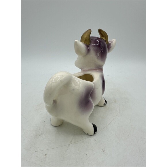 Vintage Milk Creamer Cow Pitcher Purple Pink Ceramic 1950s - Picture 7 of 16